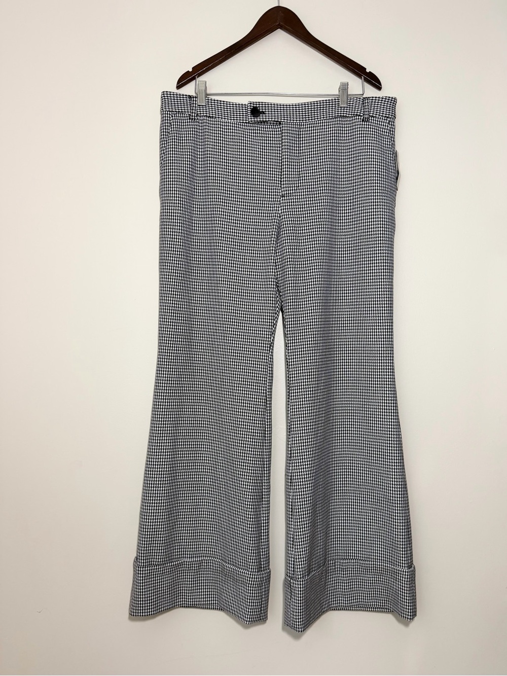 NWT Anthropologie Colette Wide Leg Pants Houndstooth Cuffed